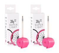 Vilgftyiet 2PCS Ultralight TPU Road Bike Inner Tube for 700x18-32C Wheels with Presta Valve (45mm/65mm/85mm) - Pink, 28g PV65mm