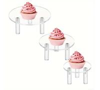 Vilgftyiet 3-Piece Acrylic Display Risers Set, Clear Circular Stands 12.6/15/20cm Diameter with Cylinder Legs for Jewelry Figurines Retail Showcase