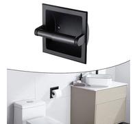 Vilgftyiet 304 Stainless Steel Recessed Toilet Paper Holder Wall Mounted Bathroom Roll Dispenser Built-in Tissue Storage Container Black Modern Design Space Saving