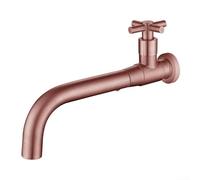 Vilgftyiet 304 Stainless Steel Wall Mounted Basin Faucet Single Handle Bathroom Sink Tap Modern Round Spout Waterfall Flow Control Mixer for Hotel Home Brushed Nickel(Rose Gold)