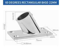 Vilgftyiet 316 Stainless Steel Rectangular Stud Base for Boat Handrail Pipe, 22mm Diameter, 30/45/60/90 Degree Angles, Marine Deck Hardware