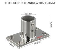 Vilgftyiet 316 Stainless Steel Rectangular Stud Base for Boat Handrail Pipe, 22mm Diameter, 30/45/60/90 Degree Angles, Marine Deck Hardware for Sailboats and Motorboats (90°)