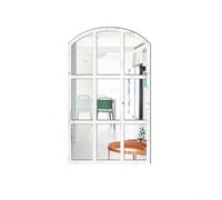 Vilgftyiet 3D Imitation Window Wall Mirror Sticker, Half-Moon Design with Wooden Frame and Acrylic Mirror, Self-Adhesive for Installation, Enhances Modern Interiors(White)