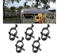 Vilgftyiet 5-Pack Black Plastic Awning Rope Light Clips for RV, Camper & Caravan - 40x29mm Tent Hook Slides into Awning Track, Dual-Sized Hooks for Lights or Support