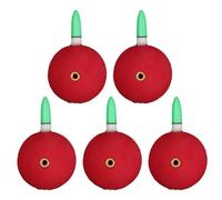 Vilgftyiet 5-Pack Luminous Fishing Floats with LED Light for Night Fishing - EVA Noctilucent Bobbers, 46×28 mm, Red/Green Glow, 3 mm Hole, 4 g Each RedGreen light