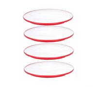 Vilgftyiet 8 Inch Melamine Dinner Plates 4 Pack, Lightweight Shatterproof Round Flat Dishes with Colored Rim for Pasta Steak Salad Serving at Home(Red)