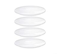 Vilgftyiet 8 Inch Melamine Dinner Plates 4 Pack, Lightweight Shatterproof Round Flat Dishes with Colored Rim for Pasta Steak Salad Serving at Home(White)