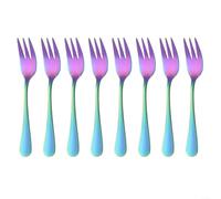 Vilgftyiet 8Pcs Stainless Steel for mini Forks for Fruit Desserts Ice Cream | Colorful Cake Appetizer Utensils with Concave Handle for Parties & Tasting(Rainbow 8pcs)