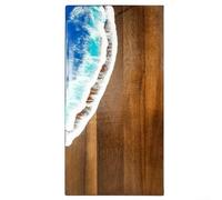 Vilgftyiet Acacia Wood and Resin Cutting Board with Creative Wave Design for Kitchen Food Prep Serving Steak Bread Cheese Non-Slip Base Smooth Edges Dual Sided