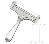 Vilgftyiet Adjustable Cheese Cutter with 4 Stainless Steel Wires, Aluminum Alloy Cheese Slicer for Butter Block and Kitchen Slicing Tools, Silver/Black
