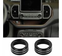 Vilgftyiet Aluminum Alloy Center Console Audio Switch Knob Trim for Ring Set for Ford Bronco Sport 2021-2024, Black, 2-Pack