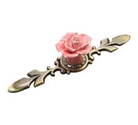 Vilgftyiet Antique Copper Rose Ceramic Cabinet Handle, Vintage Single-Hole Knob for Wardrobes and Dressers, 11.8 x 4 x 3.7 cm, Pottery and Porcelain Construction