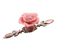Vilgftyiet Antique Copper Rose Ceramic Cabinet Handle - Vintage Single-Hole Wardrobe Knob, 11.8 x 4 x 3.7 cm, Pottery and Porcelain Construction for Furniture