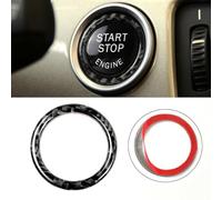 Vilgftyiet Black Carbon Fiber Engine Start/Stop Button for Ring Trim for BMW E90, E92, E93 - 3K Twill Real Carbon Fiber, UV-Resistant, 5D Weave, Easy Peel-and-Stick Installation