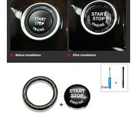 Vilgftyiet Black Start/Stop Engine Button for Ring Cover Trim for BMW E90, E92, E93 (2009-2012) - ABS + Carbon Fiber Interior Decorative Accent