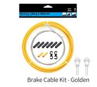 Vilgftyiet Brake Cable Kit with Housing for Mountain Bike and Road Bike - PVC & Metal Construction, Front/Rear Cables, Conduit Caps, S Buckles, 21x25x1.5cm Gold