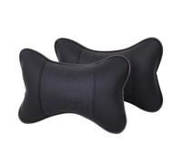 Vilgftyiet Car Seat Head and Neck Support Cushion Pad - Perforated Leather + Memory Foam, Bone-Shaped Headrest for Driving Comfort, Fits Most Vehicle Seats (27 x 18 x 9 cm), Black/Brown/Gray/Beige