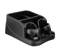 Vilgftyiet Car Seat Organizer with 3 Storage Compartments & Dual Adjustable Cup Holders - Fit for Cars, Trucks, SUVs | Non-Slip Design & Easy-Clean Plastic | Black Console Storage Rack