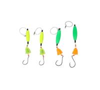 Vilgftyiet Catfish Float Rigs 4-Pack with Circle Hooks for Peg, Rotating Rattles Foam Float Bell Indicator, EVA+Carbon Construction, 7.3 cm Length, 12 g Weight, Green/Yellow/Red Rocket bell model