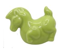 Vilgftyiet Ceramic Cabinet Handle for Drawer Knobs, 31mm Diameter Pottery & Porcelain Pull with Brass Base, Light Green (Single Piece)