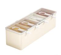Vilgftyiet Chilled Condiment Caddy with 5 Removable Compartments & Ice Layer, Portable Picnic & BBQ Organizer for Outdoor Events(Milk White-)