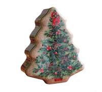 Vilgftyiet Christmas Tree Shaped Tin Candy Box 18x15x6.5cm Iron Holiday Storage Container for Sweets Treats or Small Gifts Festive Decorative Jar for Home Decoration Keepsakes(D)
