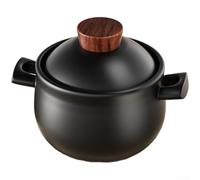 Vilgftyiet Clay Casserole Pot 3.6L, Temperature-Resistant Soup Pot for Slow Cooking, Stews and Congee, Black, Suitable for Gas Stoves