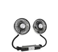 Vilgftyiet Double-Headed Car Clip Fan with 3-Speed & 2-Level Brightness Adjustment, USB-C Powered, Low-Noise Pure Copper Motor, for Most Vehicles - Black