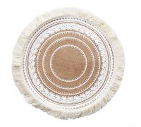 Vilgftyiet Elegant Woven for jute Placemats with Tassels, Round Heat Insulation Table Mats for Dining Room Decor, Soft Reusable Kitchen Protectors Against Scratches and Hot Dishes, Natural Home for
