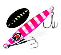 Vilgftyiet Fast Sinking Glow in The Dark Fishing Lure 30g/40g/60g, Iron Plate Jig Bait for Deep Water Boat Fishing, Pink