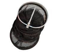 Vilgftyiet Foldable Round Nylon Mesh Fishing Bait Cage with Metal Frame, 1.5 x 0.2m, 300g, for Freshwater and Saltwater, Compatible with Kayak Canoe Boat, Red/Black