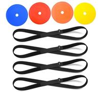 Vilgftyiet Football Training Target Plate Set of 4 with Adjustable Straps for Shot Accuracy Practice, Goal Corner or Air Suspension, Plastic + Polyester Discs (15.8 cm Diameter, 60 g Each)
