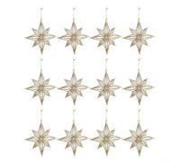 Vilgftyiet Gold Glitter Star Ornaments for Christmas Tree, Shimmering 6.5 Inch Plastic Stars for Holiday Wreaths, Garlands, Mantels Decor