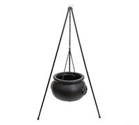 Vilgftyiet Halloween Witch Cauldron with Illuminated Green Lights, Constructed of Thick Iron Pipes with Sturdy Tripod Stand, Perfect for Porch and Home Decoration(Height130cm pan 20cm)