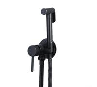 Vilgftyiet Handheld Bidet Sprayer Set Bathroom Toilet Spray with 1.5M Hose Single Handle Angle Valve Chrome Zinc Alloy Construction Wall Mounted G1/2 Connector for Toilet Personal Hygiene(Black)