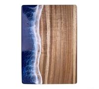 Vilgftyiet Handmade Acacia Wood and Resin Cutting Board, Blue Wave Pattern Chopping Block for Kitchen, Non-Porous Serving Tray for Steak and Fruit, 36x25cm