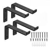 Vilgftyiet Heavy Duty Iron L-Shaped Wall Mount Shelf Bracket, 16 x 20.5 x 4 cm, Black, for Bathroom Kitchen Bedroom, with Screws, 4-Pack
