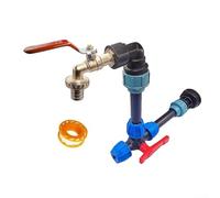 Vilgftyiet IBC Gooseneck Brass Tap with Double Outlet and Flexible Ball Valve, Rust-Resistant Fittings for 1000L Rainwater Tank Connection, Easy Garden Watering and Outdoor Irrigation Adapter