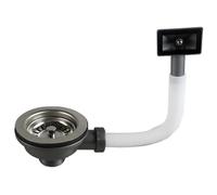 Vilgftyiet Kitchen Sink Overflow Drainage System with Adjustable Pipe Length Black Square Interface 75x40mm Fit for Multi Material Basin(110)
