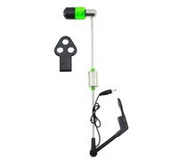 Vilgftyiet LED Bite Alarm for Carp Fishing - Stainless Steel Wire Core, Multi-Hole Socket Compatibility, 100g Lightweight Indicator with Colored Illuminated Head Green