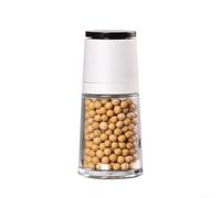 Vilgftyiet Manual Salt and Pepper Grinder Set, Adjustable Coarseness Spice Mill with Transparent Glass Body, Refillable Shaker for Kitchen Dining, Stainless Steel Top, Black/White(White)
