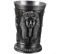 Vilgftyiet Metal Shot Glass Set Featuring Egyptian Style God Patterns, Sturdy Zinc Alloy Cocktail Cup for Home Bar and Party, 30ml Capacity, Old Silver(The Queen)