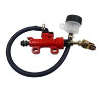 Vilgftyiet Motorcycle Rear Brake Master Cylinder Pump for 50cc-250cc Scooters and Mopeds - Hydraulic Foot-Operated Oil Pump, ABS + Aluminum Construction, Red/Black/Gold