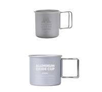 Vilgftyiet Outdoor Camping Folding Mug Set - 300 ml & 400 ml Aluminum Alloy Campfire-Safe Mugs with Nesting Design, Lightweight & Heat-Resistant for Hiking, Backpacking and RV Trips silver