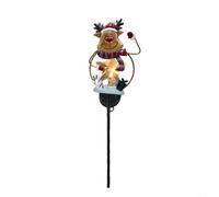 Vilgftyiet Outdoor Solar Garden Stake Light With Santa Claus Motif And Iron Build For Festive Yard And Pathway Illumination(Iron reindeer)