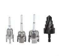 Vilgftyiet Pipe Threading Equipment Set With Hex Shank Compatible Cutters Reamer And Step Drill Bit For Standard Electric Drill Use And Professional Plumbing Projects(4pcs)