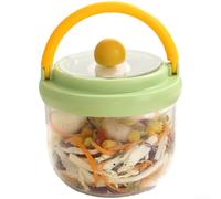Vilgftyiet Portable Salad Cup with Lid, 600ml Round Fruit Container Bowl for Travel Lunch, Microwave Safe Leak-Proof Plastic Food Storage Box with Handle(green)