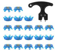 Vilgftyiet Replacement Golf Spikes for TPU Cleats - Screw-Type Shoe Spikes with Wrench, 20-Pack in Green and Blue, Compatible with Most Golf Shoes Blue