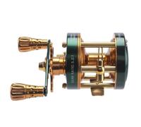 Vilgftyiet Retro Green Single Rocker Fishing Reel Drum Wheel with 40L/60L Capacity, 4.2:1 & 5.2:1 Gear Ratio, Stainless Steel Bearings, Centrifugal Brake System for Smooth Line Control CL40 right