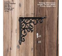 Vilgftyiet Retro Wrought Iron Triangular Support Bracket for Shelves, 12x12cm & 18x18cm Cast Iron Wall Bracket Set of 2, Compatible with Kitchen Spice Rack, Bookshelf and Decorative Storage Display